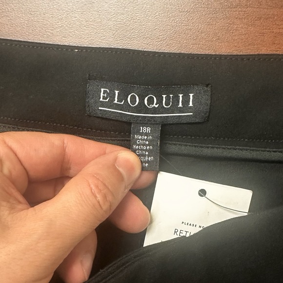 Eloquii Dress Pants Womens Size 18R Black Wide Leg Satin Elastic Nylon NWT - Picture 4 of 9